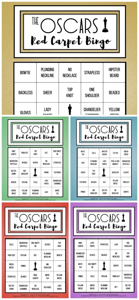Oscars Red Carpet Bingo Printables