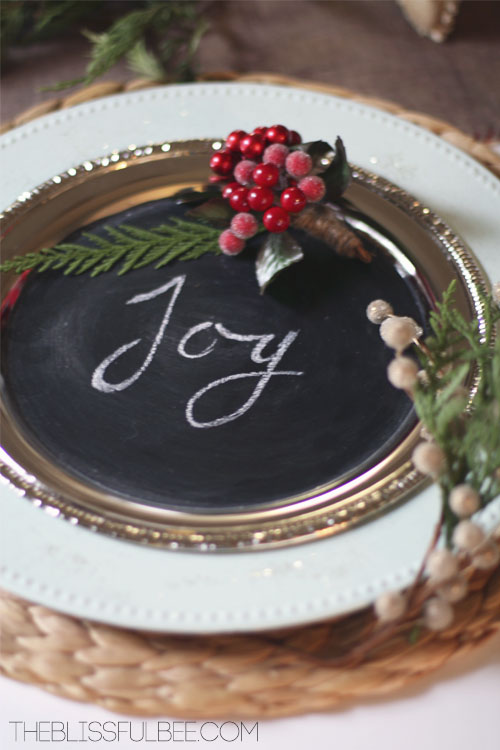 chalkboard silver platter