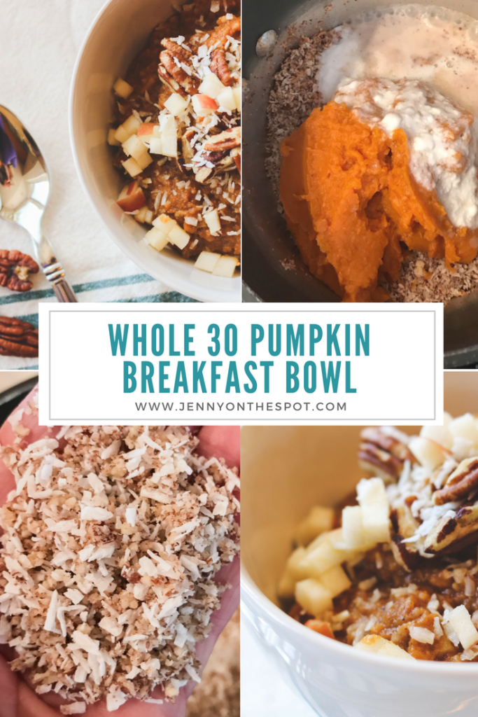Warm Pumpkin Breakfast Bowl with Pecans & Coconut | Jenny On The Spot