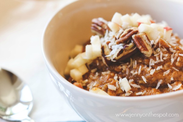 diced apples on Warm Pumpkin Breakfast Bowl | Jenny On The Spot