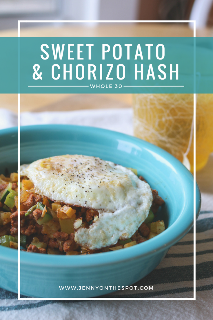Sweet Potato And Chorizo hash | Jennyonthespot.com