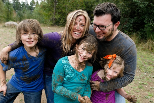 Family fun in the mud