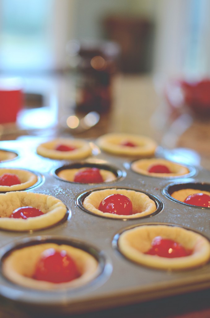 Cherry & Raspberry Sugar Cookie Tassies with HERSHEY's Spread via @jennyonthespot