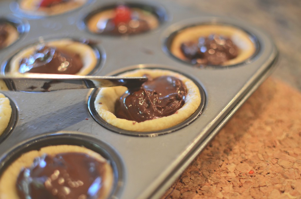 Cherry & Raspberry Sugar Cookie Tassies with HERSHEY's Spread via @jennyonthespot