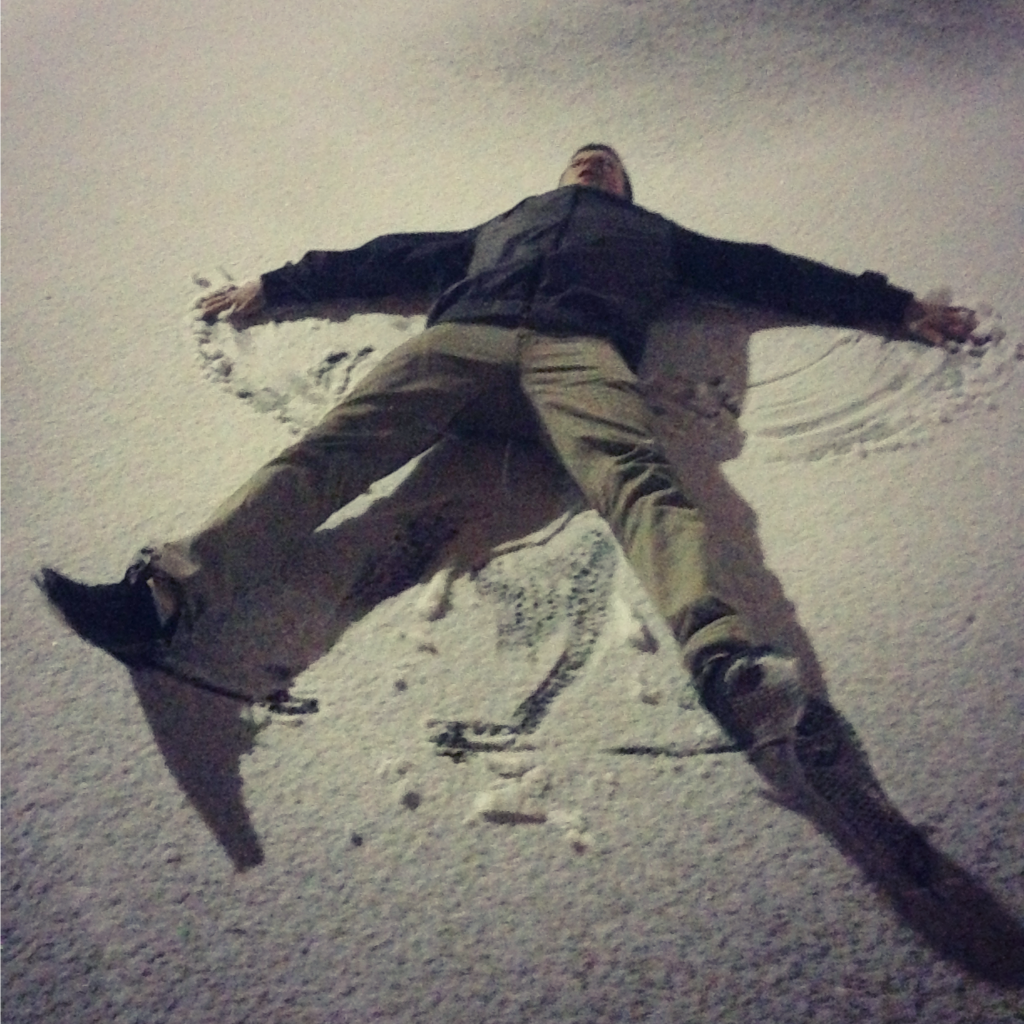 snow angels in a parking lot