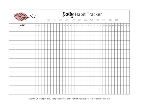 Free Printable Habit Tracker - Jenny On The Spot Lifestyle