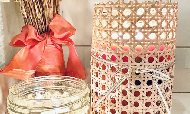 DIY Cane Webbing Candle Holder Covers